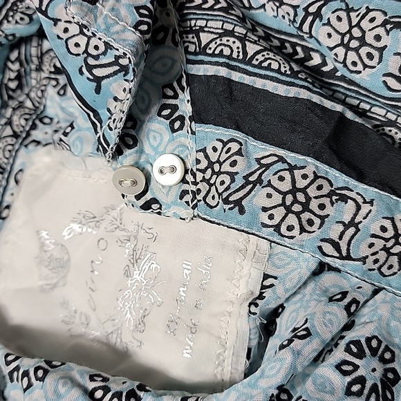 New Nwt Cino Floral Stripe Print Cotton Top Crinkle - Picture 6 of 9